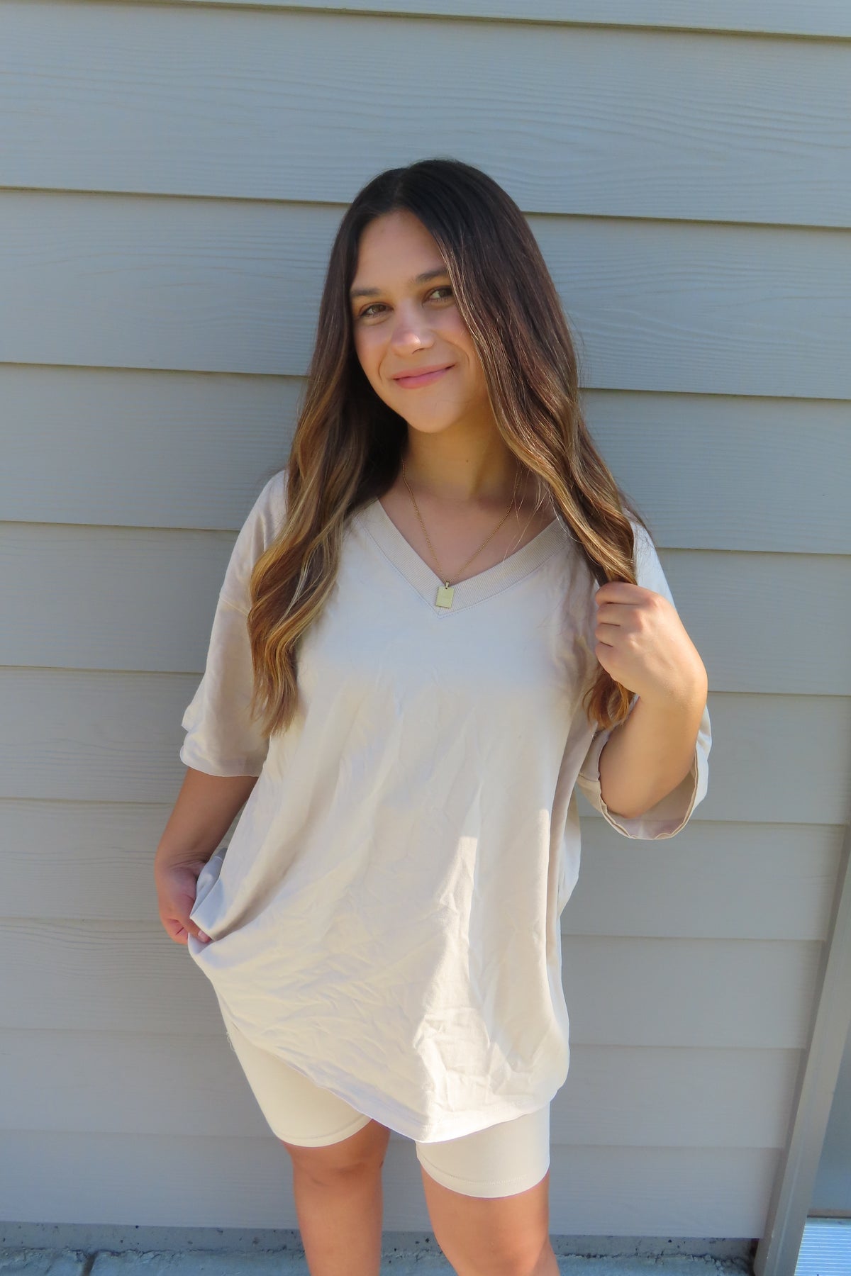 Sand Oversized Biker Set